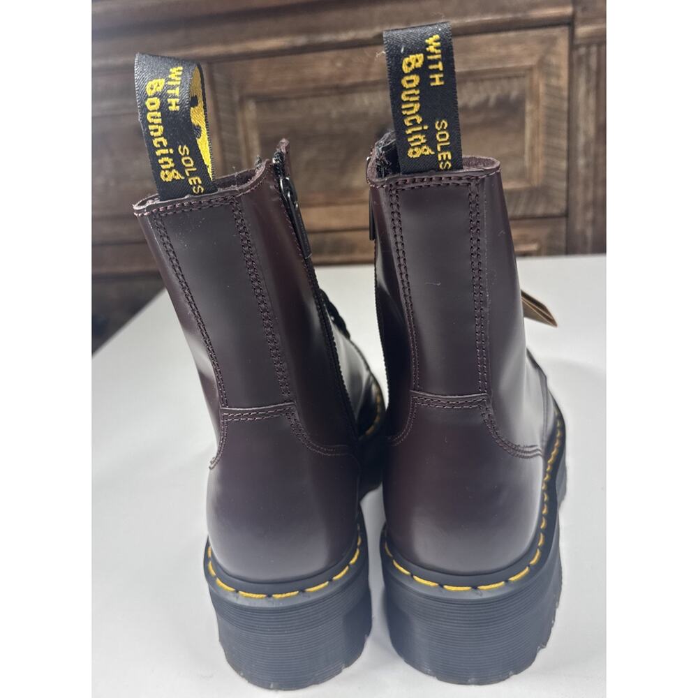 Dr. Martens Jadon Burgundy Smooth Leather Platform Boots US Men 11 Women 12 New - Picture 11 of 13